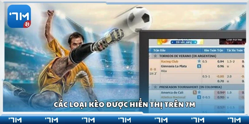 Các loại kèo được hiển thị trên 7m