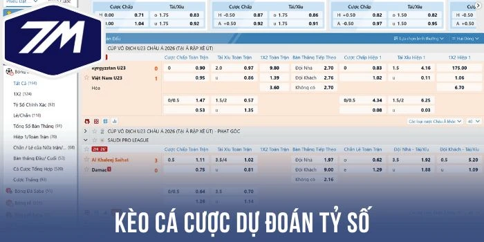 Kèo cá cược dự đoán tỷ số 