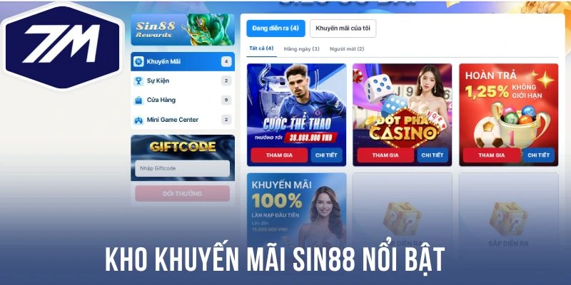 Kho khuyến mãi Sin88 nổi bật