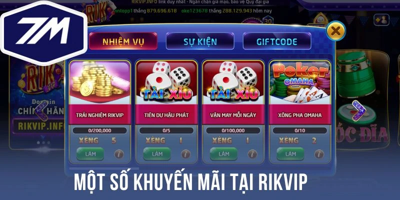 Một số khuyến mãi tại Rikvip 